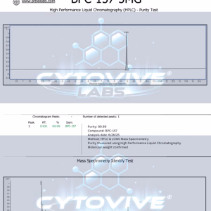 BPC-157 Peptide HPCL 3rd Party Certificate of analysis. Purity Lab test