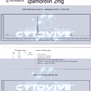 Ipamorelin Peptide HPCL 3rd Party Certificate of analysis. Purity Lab test