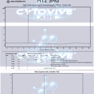 Melanotan II Peptide HPCL 3rd Party Certificate of analysis. Purity Lab test