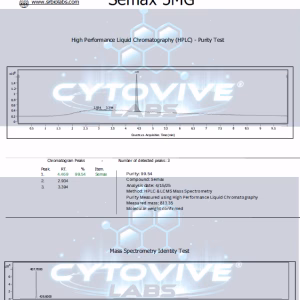 Semax Peptide HPCL 3rd Party Certificate of analysis. Purity Lab test